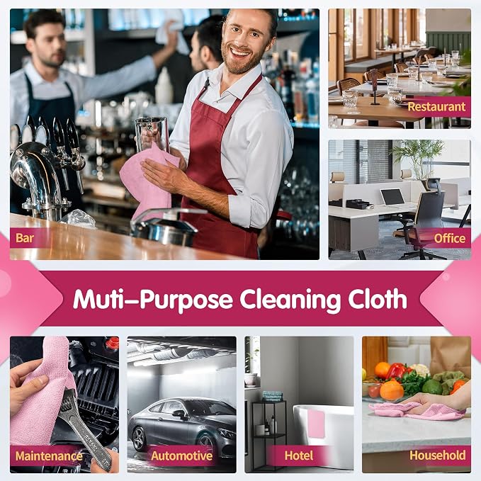 FIXSMITH Pink Microfiber Cleaning Cloth -Pack of 12, Highly Absorbent Cleaning - Image 7