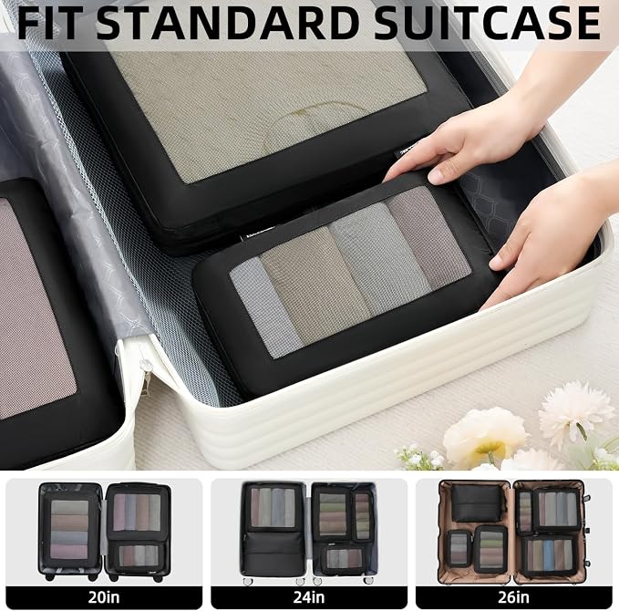 BAGAIL 4 Set/6 Set/8 Set Compression Packing Cubes Travel Accessories - Image 6