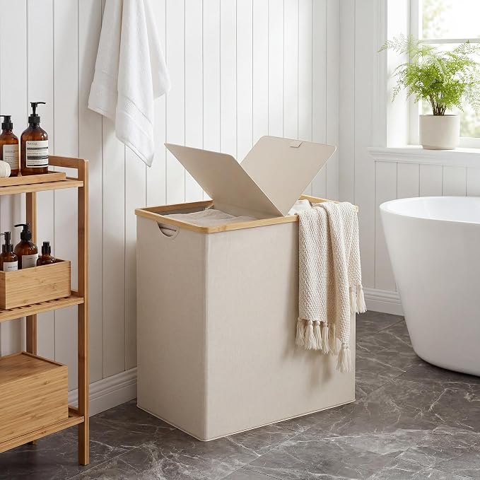 efluky Laundry Hamper with Lid, Double Laundry Basket with 2 Removable Bags - Image 6