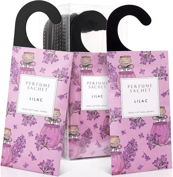 Large 12 Packs Lilac Hanging Scented Sachets Long-Lasting Closet Deodorizer Air by ROSECOTTAGE