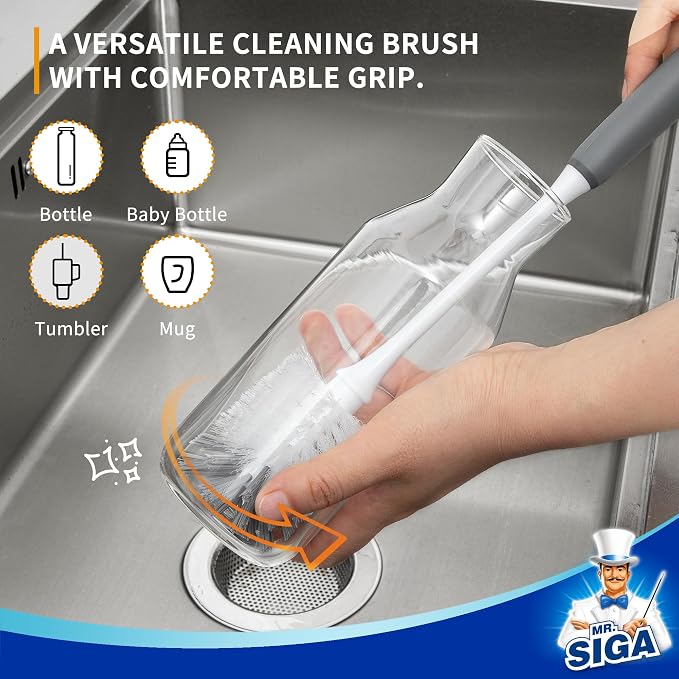 MR.SIGA Long Handle Bottle Brush, Non-Scratch Water Bottle Brush Cleaner | 2 - Image 5