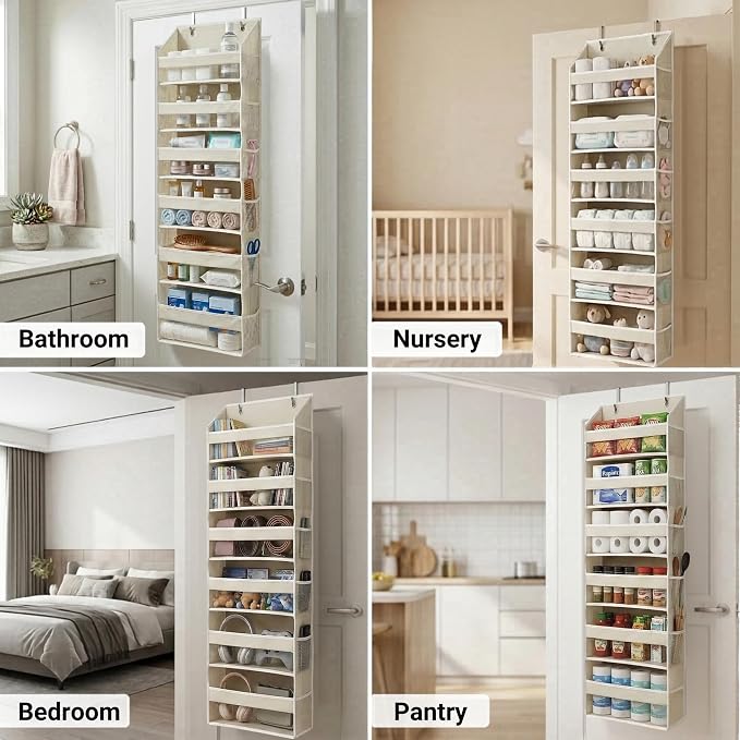 HOMELUX THEORY Over the Door Organizer, 100D Fabric, Ivory 2pc - Image 4