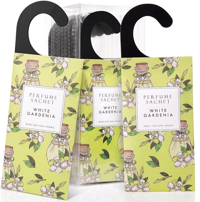 Large 12 Packs White Gardenia Hanging Scented Sachets Long-Lasting Closet by ROSECOTTAGE