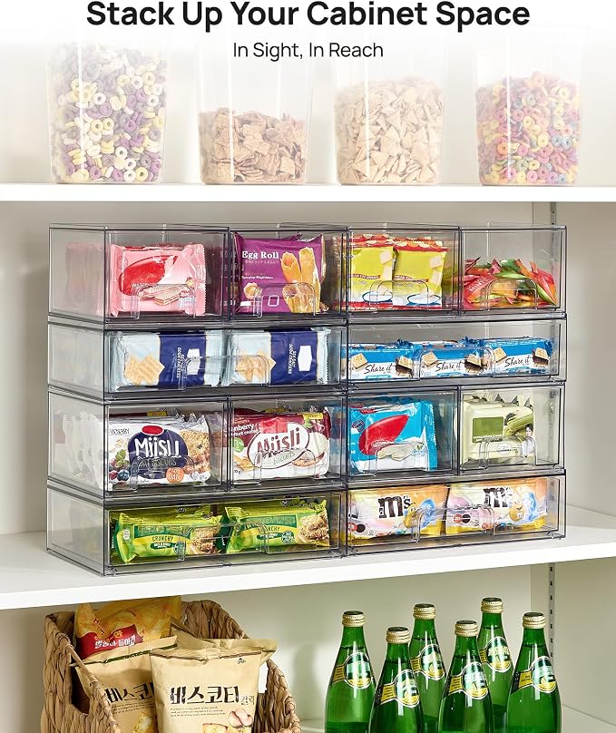 Vtopmart Clear Stackable Storage Drawers Set of 4, Plastic Organizer Bins | - Image 6