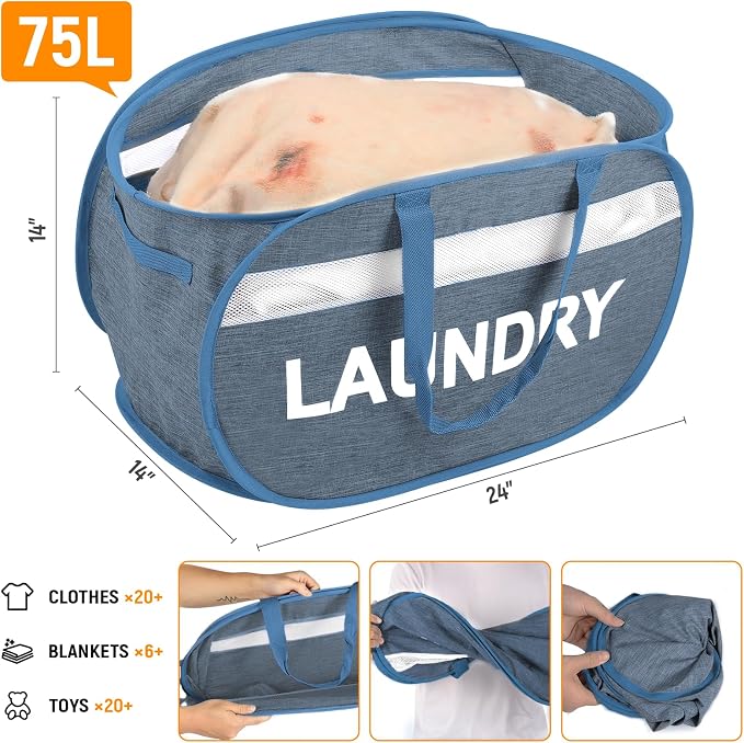 Collapsible Laundry Baskets, Foldable Laundry Basket - Image 5