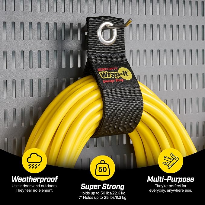 Heavy-Duty Wrap-It Storage Straps | Hanging Extension Cord Organizer - Image 2