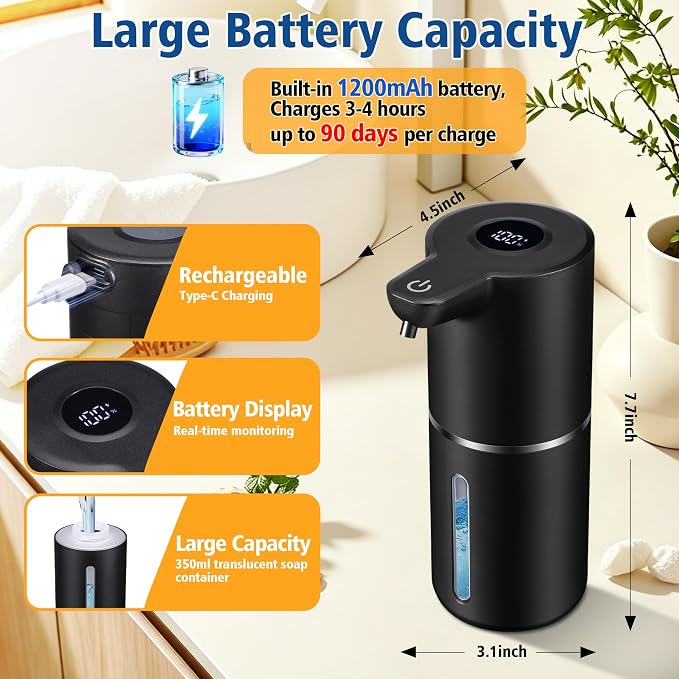 Automatic Liquid Soap Dispenser Touchless | USB Rechargeable Smart Hand Soap - Image 3