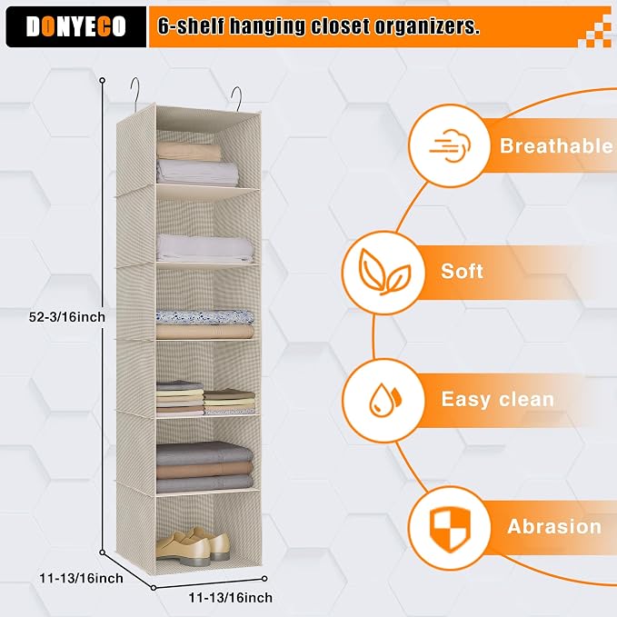 Hanging Closet Organizer 6-Tier, Oxford Wardrobe Storage, shoes & accessories; - Image 3