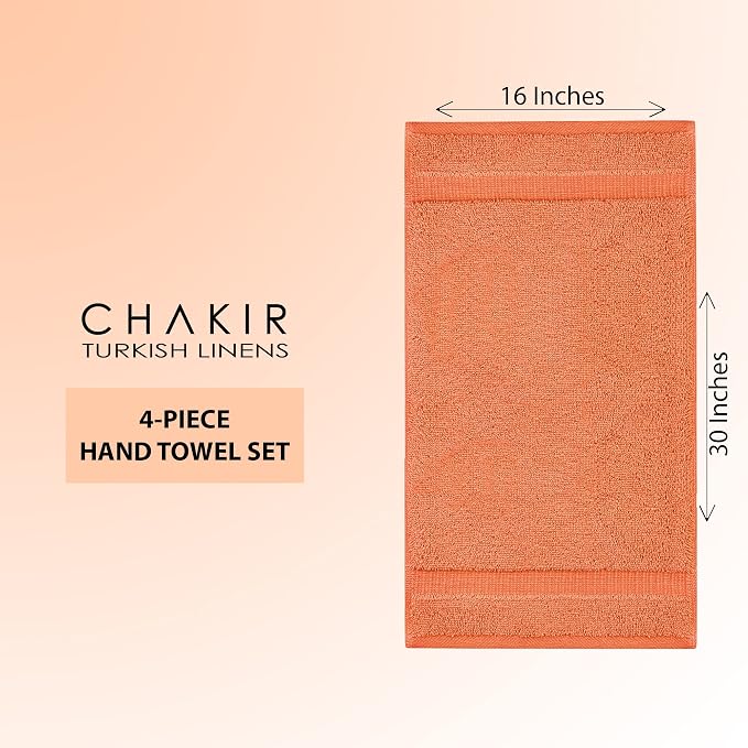 Chakir Turkish Linens 100% Cotton 4-Pack Hand Towels 16x30, Coral | Premium - Image 4