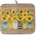 Sunflower Dish Drying Mat for Kitchen 16x18 Inch Counter Rustic Vintage Floral by Kwlegh