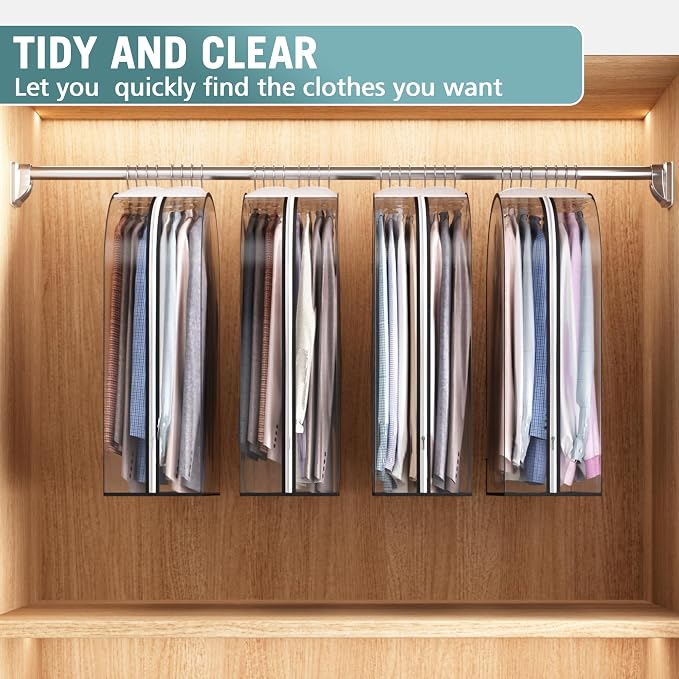 Liuoud Clear Garment Bags for Hanging Clothes 10” Gusseted, 4 Pack, 32” | Suit - Image 6