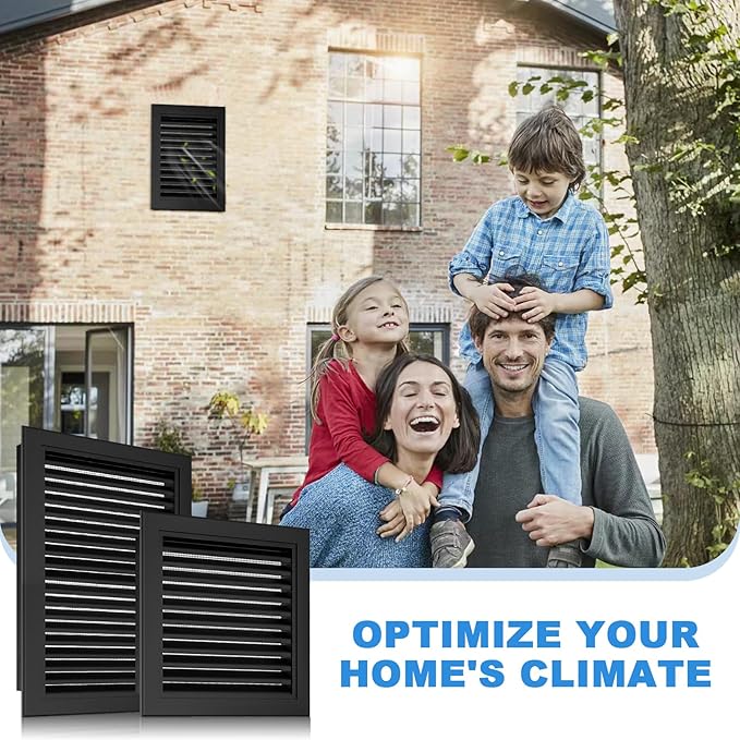 2-Pack Aluminum Gable Vent 12" x 18" with Screen - Optimal Airflow Design, Ideal for Attic Houses, Opening: 10" x 16", Black