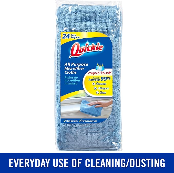 Quickie Microfiber Cleaning Cloth 14 x 14 Inches Blue Pack of 288 Washable and - Image 3