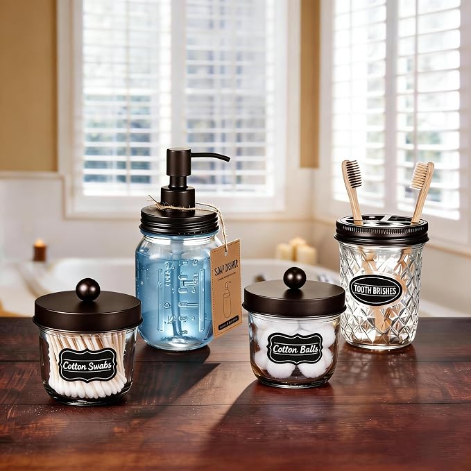 Amolliar Mason Jar Liquid Soap Dispenser, 16OZ Glass Soap Dispenser, Bronze | - Image 7