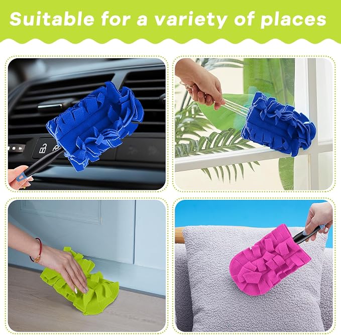 Zubebe 3 Pcs Reusable Duster Refills Fleece, Rose Red - Image 4