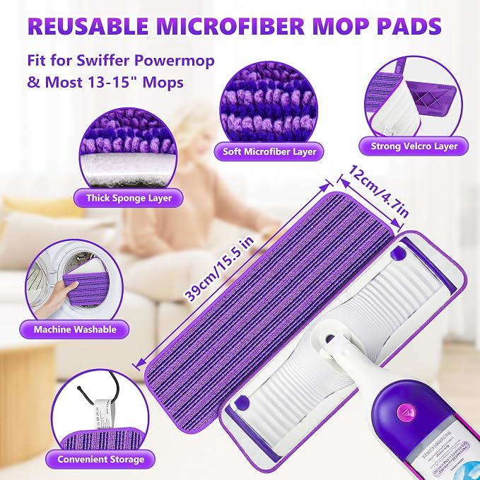 BPAWA Microfiber Mops for Floor Cleaning: Flat Mop for Wood Tile Laminate | 4 - Image 2