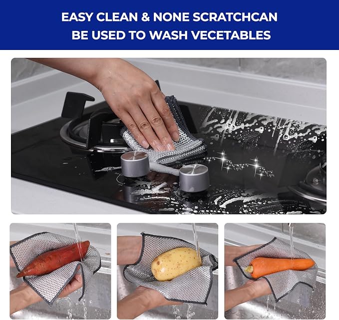 Wangjinpeng 24PK 3-Layer Non-Scratch Wire Dishcloths, 7.87 x 7.87 in - Image 4