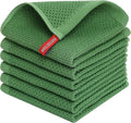 Homaxy 100% Cotton Waffle Weave Kitchen Dish Cloths 6-Pack, Grass Green | 12 x by Homaxy