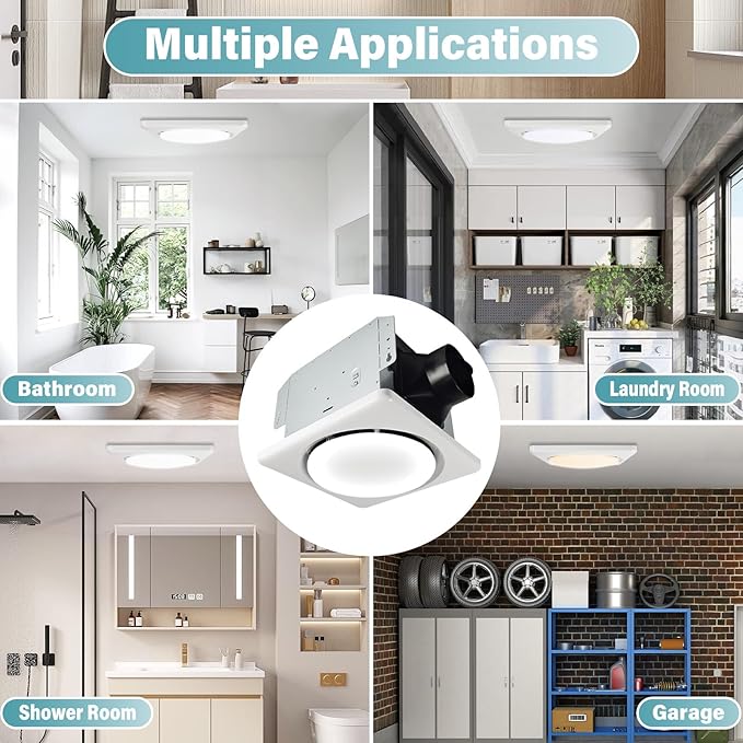Bathroom Exhaust Fan with Light, UL HVI Certificated 120 CFM 1.2 Sones, 41W Bathroom Fan with Light for Home, 1500lm LED Light 2700K/4000K/6500K