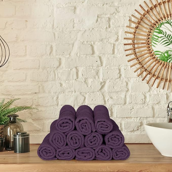 Utopia Towels 12 Pack Premium Wash Cloths, 12x12 in, 100% Cotton, Plum | Highly - Image 7