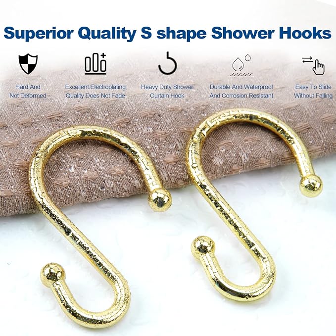 TOPROD S Shaped Shower Curtain Hooks Rings Shower Curtain Hangers S Hooks - Image 5