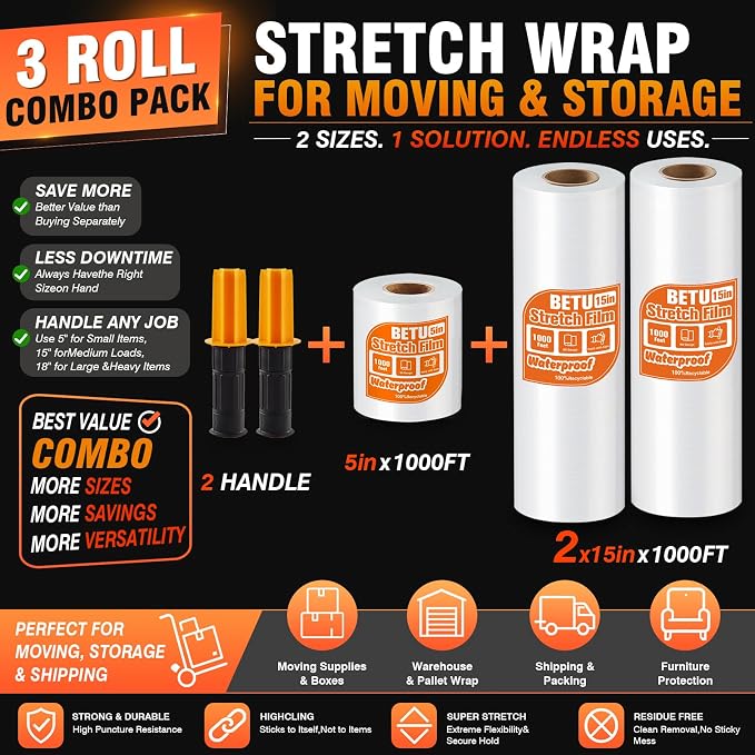 Stretch Film Shrink Wrap Apartment Moving Kit x 1000 Ft - Image 3