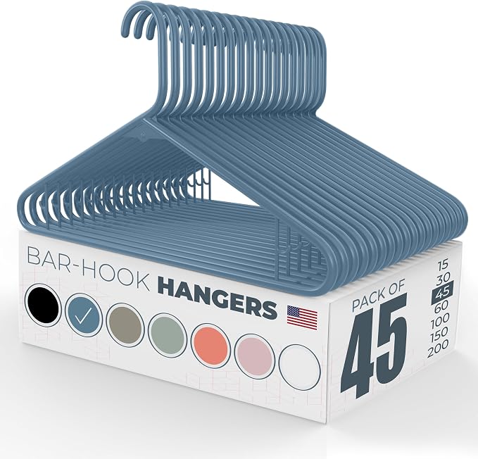 Plastic Hangers 45 Pack – Made in the USA – 6lb Capacity Standard Clothes by NeatiesHangers