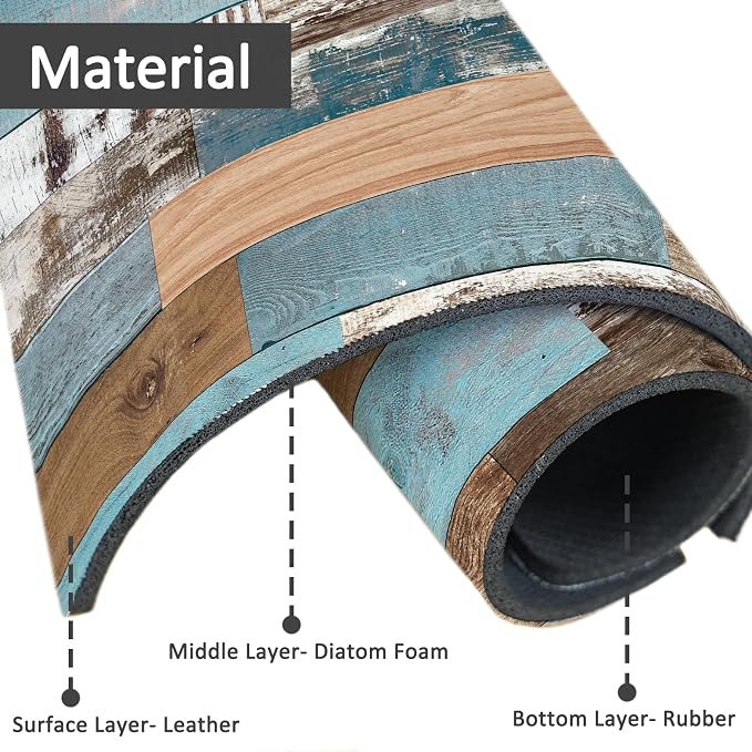 2PCS 24" X 5.5" Kitchen Sink Splash Guard Faucet Mat Wood Grain Super Absorbent - Image 4