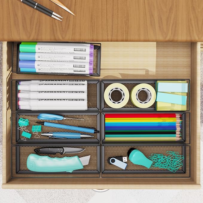 2 Pack Drawer Organizer for Desk, Small Office Supplies Pen Pencil holder - Image 4