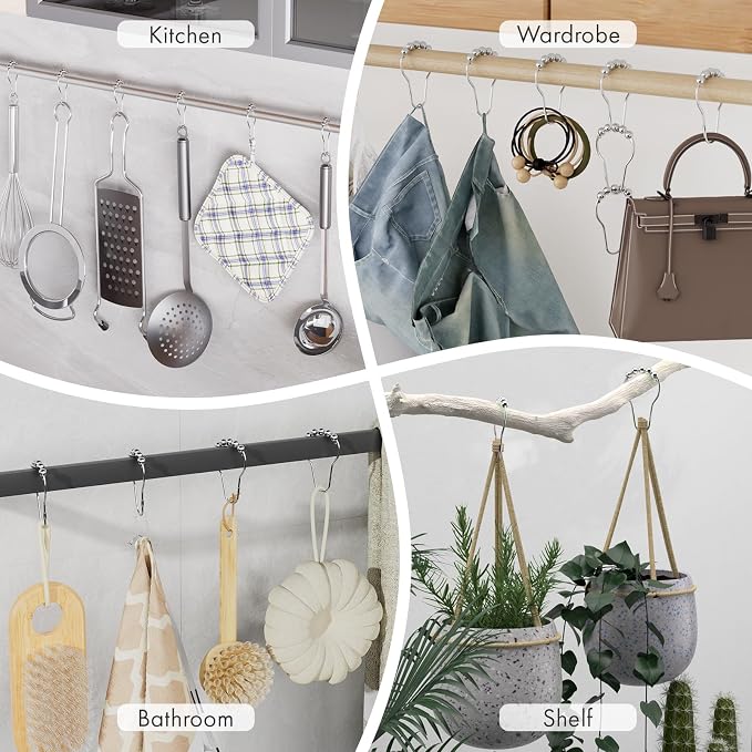 Shower Curtain Hooks, Decorative Shower Curtain Hooks Rust Proof Stainless - Image 7