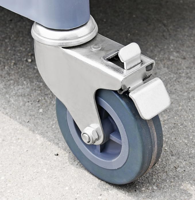 New Star Foodservice 54538 250-Pound Plastic 3-Tier Utility Bus Cart with Locking Casters, 32" x 16" x 38", Black