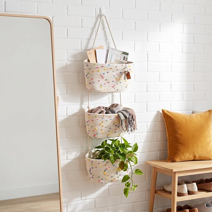 Hanging Basket, Over Door Organizer, 3 -Tier Wall Basket - Image 6
