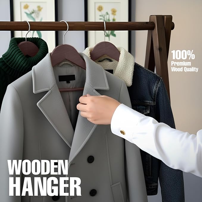 Utopia Home Wooden Hangers 20 Pack – Slim Suit Hangers Vintage | 360° rotatable - Image 7