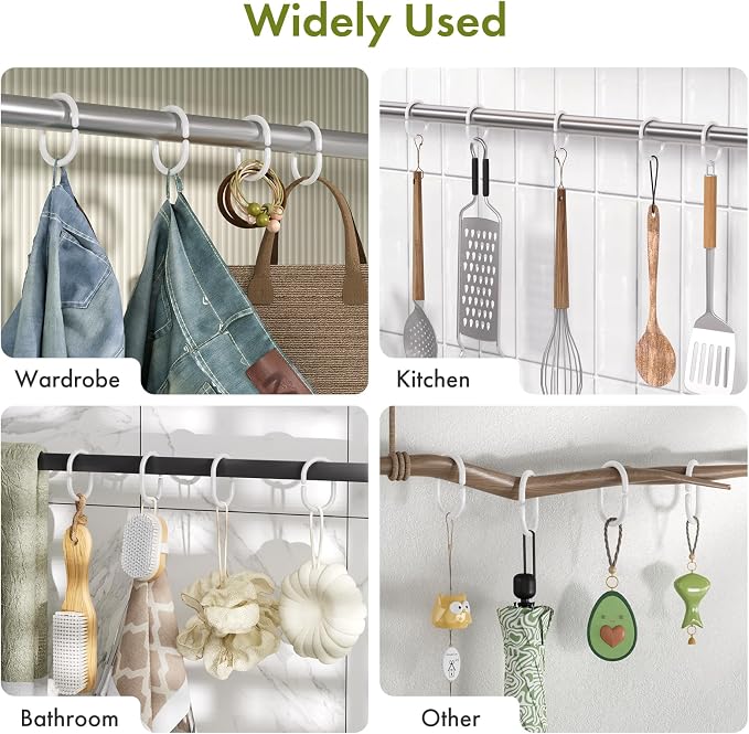 Amazer Shower Curtain Rings, Rust Proof Shower Rings C Shaped Shower Hooks - Image 6