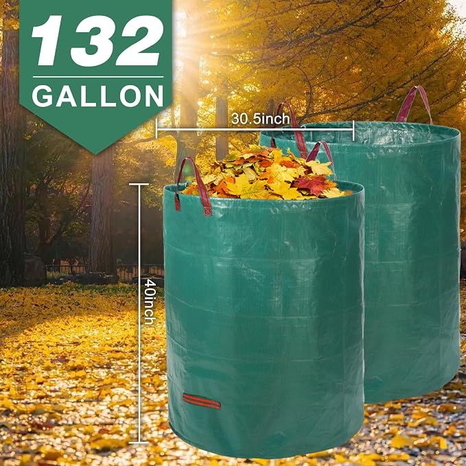 132 Gallon 3 Pack Reusable Lawn Bags - Image 6
