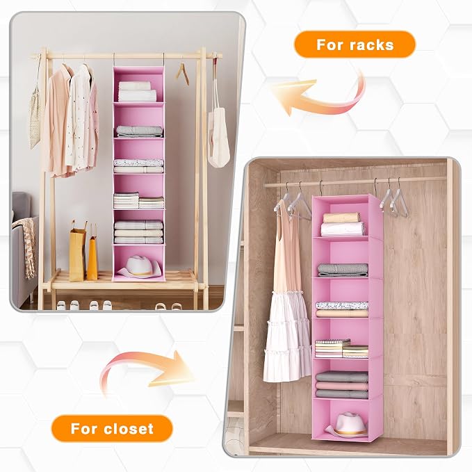 Hanging Closet Organizer 6-Shelf, Oxford Fabric Wardrobe Storage, shoes & - Image 5