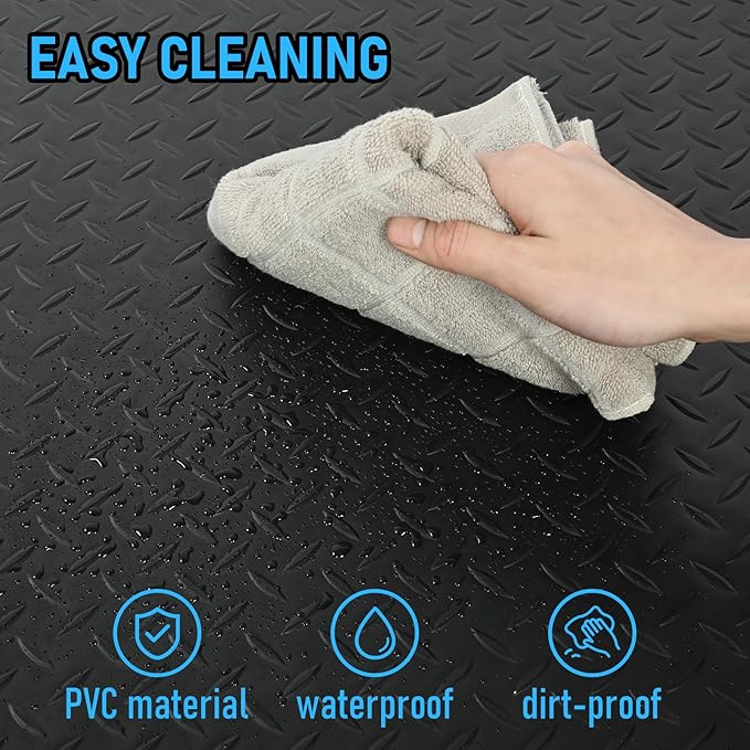 2 x 6 FT Anti Fatigue Mats Industrial 15/16 Inch Thick Soft Sponge Ergonomic Mat Durable Heavy Duty Diamond Plate for Standing Non Slip Industrial Grade Floor Mat for Leg & Back Pain(Black)