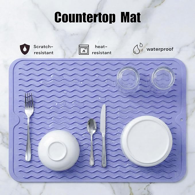 MicoYang Silicone Dish Drying Mat — Quick-Dry Ridges Counter & Sink Pad - Image 3