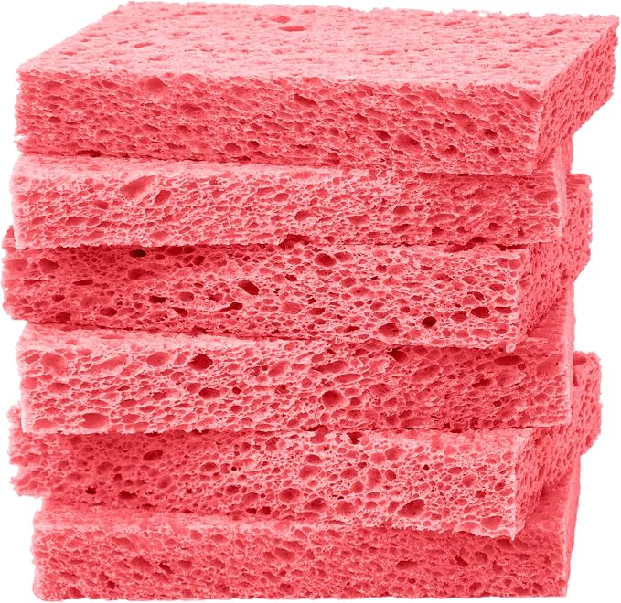 6 Pack Red Cellulose Scrub Sponge Non-Scratch Heavy Duty by ARCLIBER
