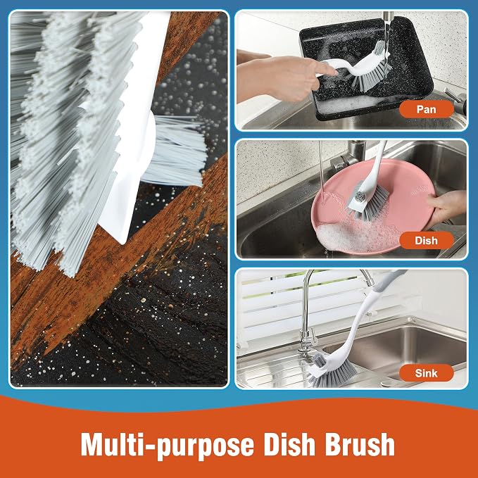 4 Pack Heavy-Duty Dish Scrub Brushes - Image 6