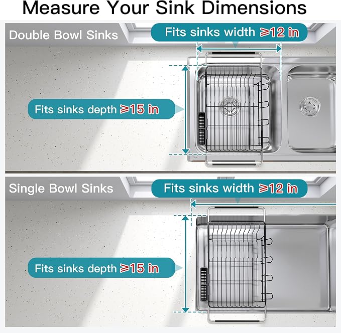 JASIWAY Black Dish Drying Rack in Sink, Dish Drainer - Image 3