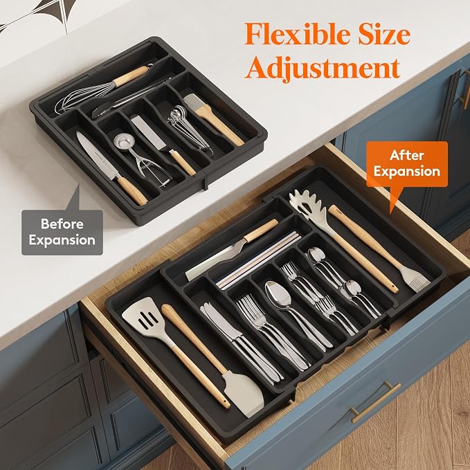 Lifewit Expandable Silverware Drawer Organizer, Kitchen Utensil Tray | BPA-free - Image 7