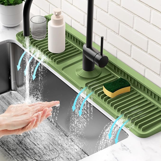 24'' Longer Faucet Mat for Kitchen Sink Splash GuardKitchen Sink Faucet Mat by Snoquir