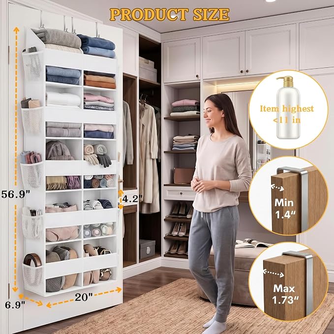 Over The Door Organizer 5 Tiers, Extra Large Behind Door Storage of 10 - Image 4