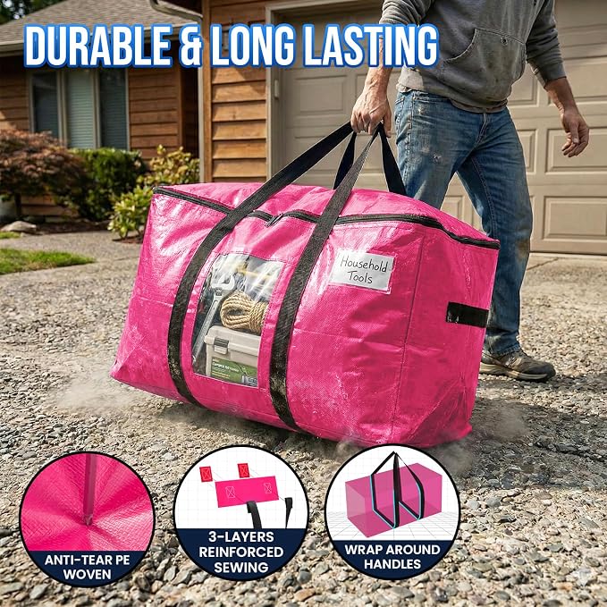 TAILI 4 Pack Pink Extra Large Moving Bags, Storage Bags - Image 3