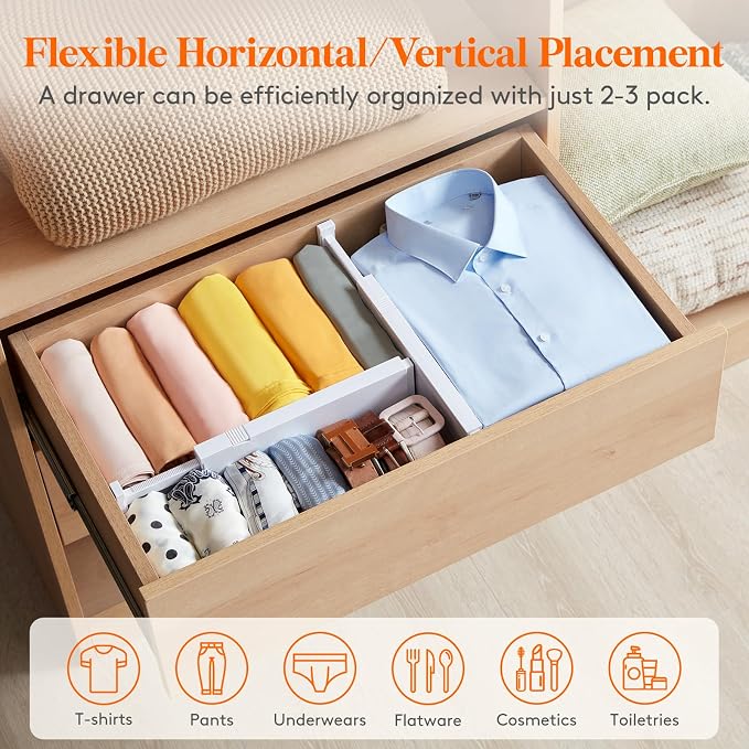 Lifewit 4" High Upgrade Drawer Divider, Adjustable Drawer Organizer Clothes | 4 - Image 6