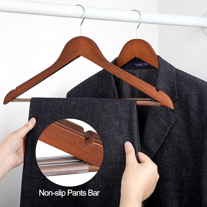 TOPIA HANGER Walnut Wooden Hangers 30 Pack, Heavy Duty Clothes Hangers | - Image 6
