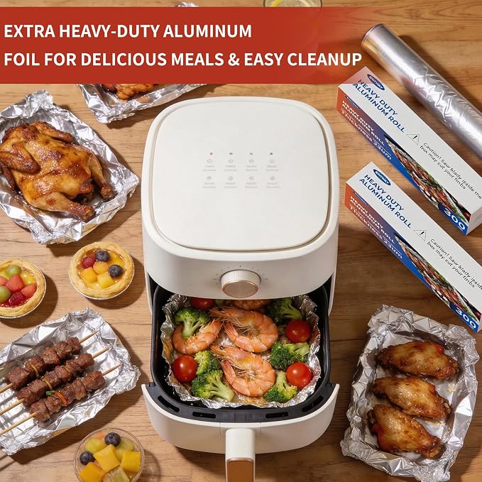 23 Micron Heavy Duty Aluminum Foil Roll 12 In x 300 SqFt, Tin Foil Wrap | - Image 8