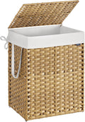 SONGMICS Laundry Hamper with Lid, 29 Gal Synthetic Rattan by Unknown
