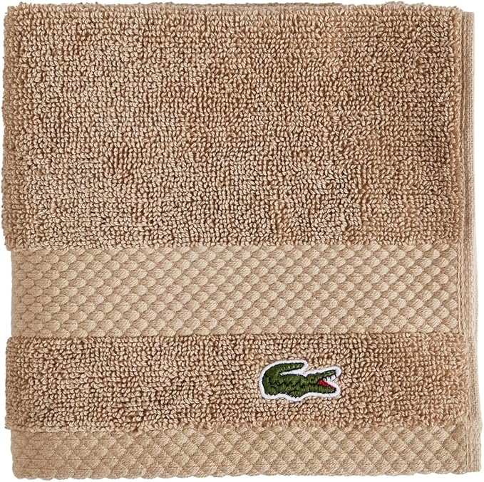 Lacoste Heritage 100% Supima Cotton Wash Cloth 13" x 13", Sand | Highly by Unknown